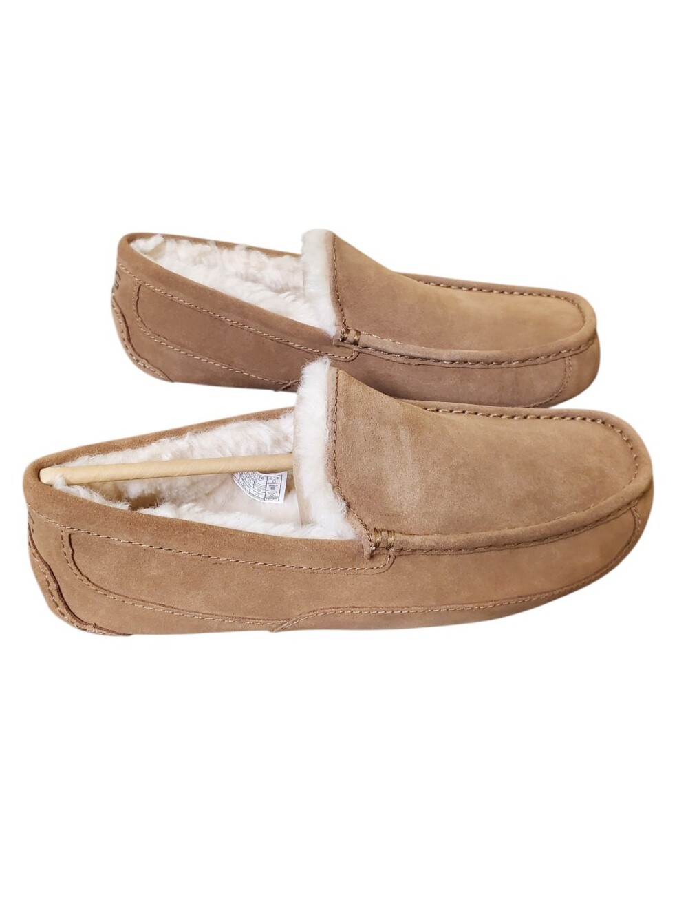 UGG Ascot Chestnut Full Grain Suede Upcycled Wool Lining Slippers New Men's 9 - Picture 7 of 9